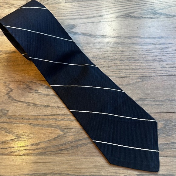Vintage Brooks‎ Brothers Black Label Silk Tie Mens Navy Stripe Made In USA - Picture 1 of 6